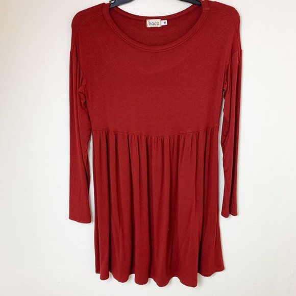 Baea brick red long sleeve tunic top small - Picture 1 of 7